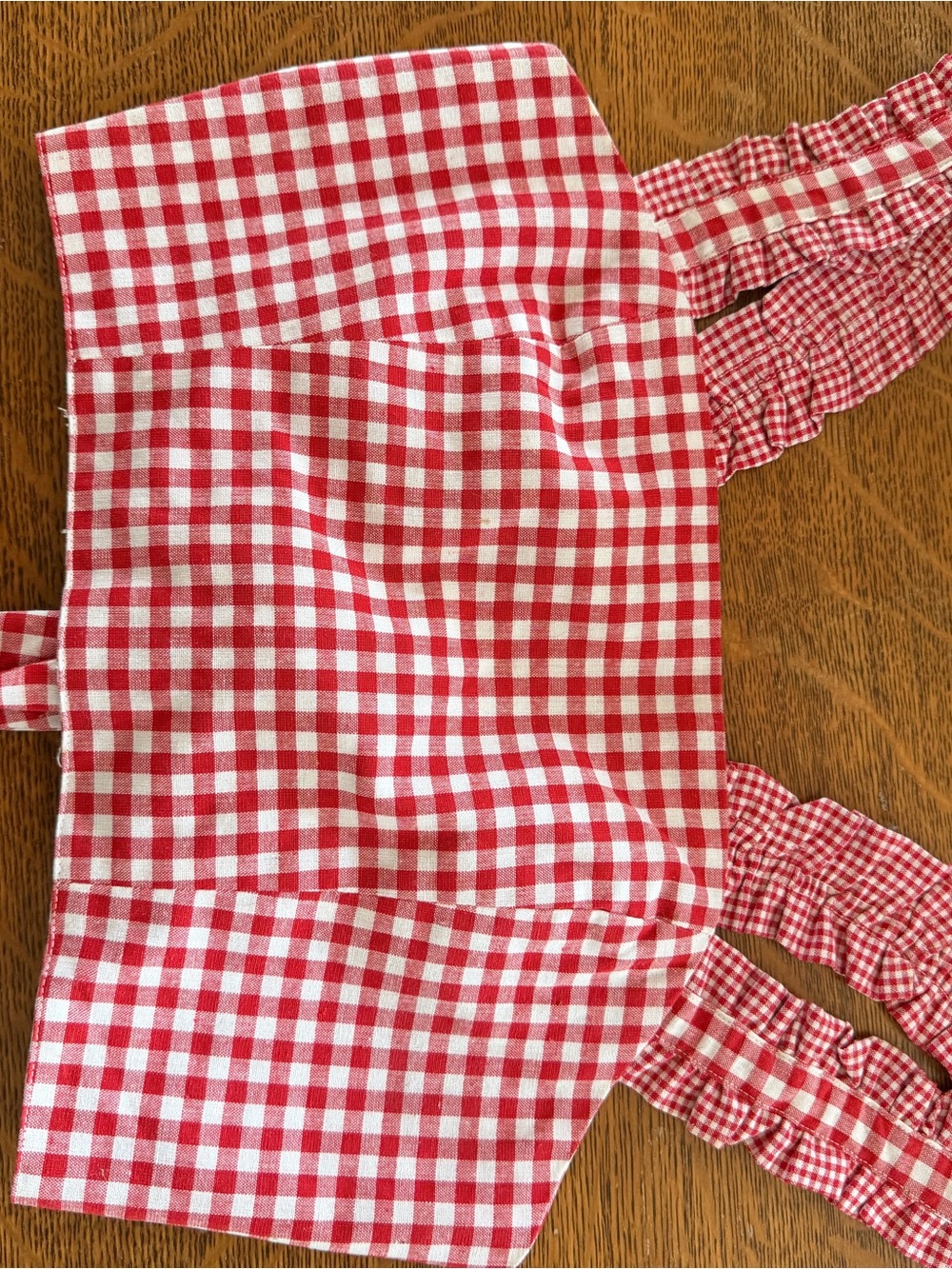 Forever 21 Kids Red and White Gingham Ruffle Strap Bib
